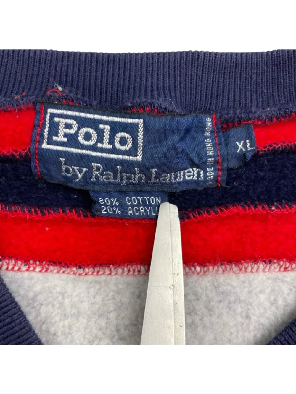 VTG RARE Polo Ralph Lauren Men’s Preppy Varsity Tennis Sweatshirt Navy/Red • XL